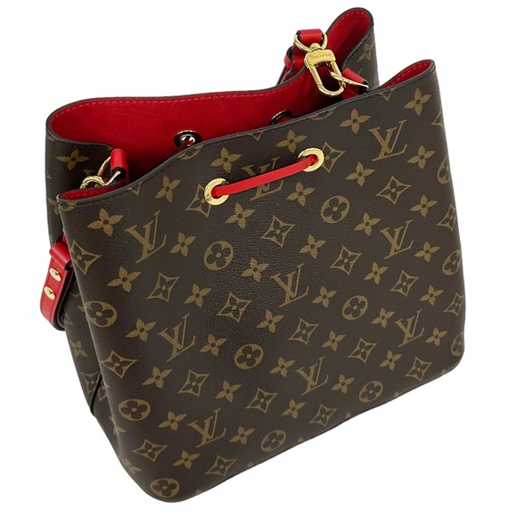 Louis Vuitton Brown Monogram Red Neonoe Bukcet Bag Shoulder Tote - Picture 8 of 13